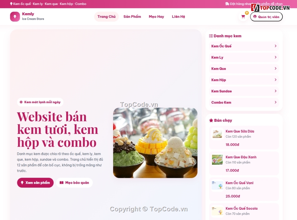 Web bán bánh kem,bán kem,website bán kem